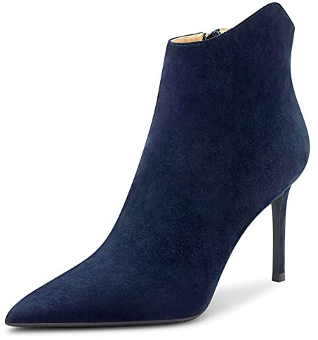 Saekcted Donna Spillo Alto High Tacco Heel a Punta Stivaletti Classico Slip-on Ufficio Feste Stivali 10 CM Heels Blu Navy Scamosciato 41 EU