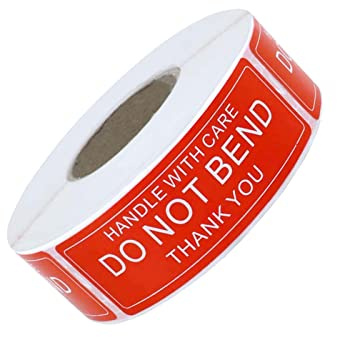 7,4 x 2,4 cm Poignée avec soin Do Not Bend Thank You Autocollant d'avertissement pour emballage de boîtes d'expédition Total de 500 par rouleau