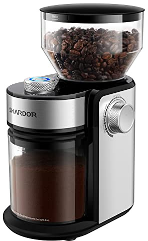 SHARDOR Burr Coffee Bean Grinder Electric, Adjustable Burr Mill with 16 Precise Grind Setting for 2-14 Cup, Silver