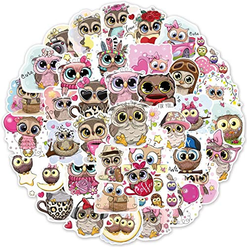 Eule Aufkleber Owl Sticker Set 50 Stücke Niedlich Deko für Auto Laptop Skateboard Fahrrad Moped Motorrad Fahrrad Computer,Geeignet für Erwachsene Kinder