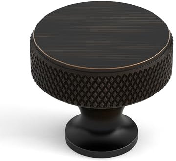 Coinkoly 10 Pack Oil Rubbed Bronze Cabinet Knobs Single Hole Knurled Drawer Knobs Cupboard Door Knobs for Wardrobes UK0006