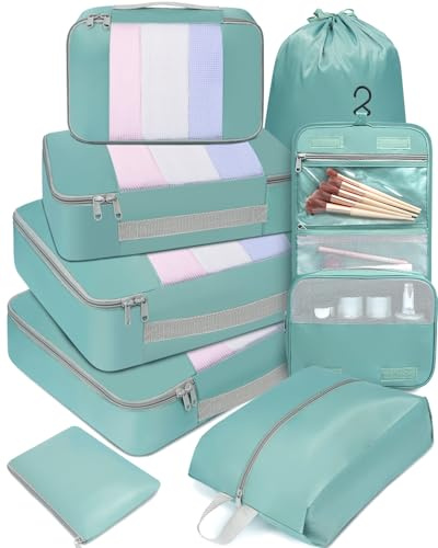 BAGAIL 8 Set Cubos de Embalaje Varios Tamaños Organizador de Embalaje para Accesorios de Viaje Maleta de equipaje