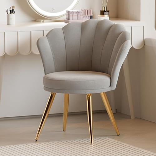 Aivermeil Esszimmerstühle Samt Polsterstühle Grau | Muschelsessel mit Armlehnen,Schminktisch Stuhl,Polstersessel Elegant,kzentstuhl mit Gold Metallbeinen Accent Chair