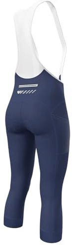 Lo.gas Cykelbyxor dam, vadderade, 3/4 cykelbyxor, hängselbyxor, andas, bröstshorts, elastiska cykelbyxor med remmar, hög midja, cykelshorts med UPF50+, blå, M