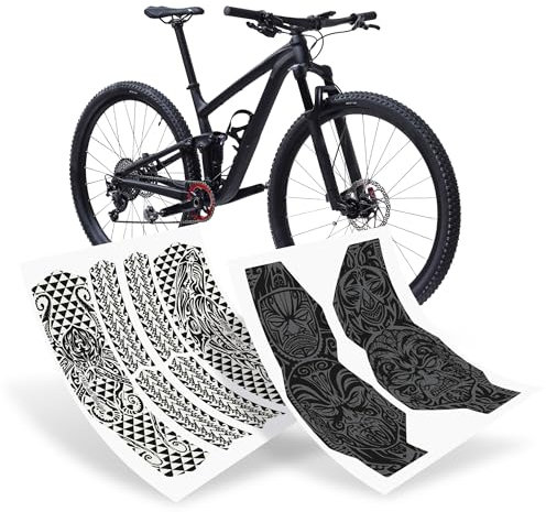 Riesel Design - Tape 3000 Fahrrad Kettenschutz und Gabelschutz | Stylische Fahrrad Schutzfolie Selbstklebende Shapes/MTB (Maori)