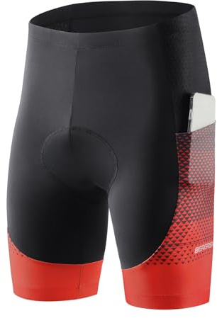 BERGRISAR Pantalones cortos de ciclismo para hombre, acolchados 4D, con bolsillos