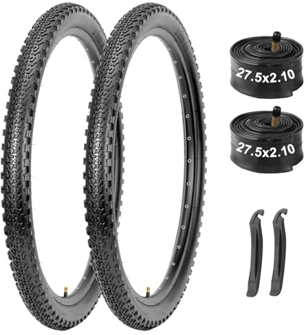 WINFAVO 2-Pack Mountain Bike Tires & Tubes Set: 27.5×2.1-Inch Puncture-Protection MTB Tires with Heavy-Duty Butyl Inner Tubes & Tire Levers for Off-Road Cycling