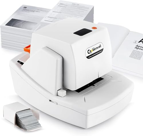 CGOLDENWALL Agrafeuse Électrique Automatique pour Usage Intensif, Capacité de 60 à 65 Feuilles, Agrafage Plat sans Bourrage, Vitesse et Marge Réglables, Cartouche de 4000 Agrafes