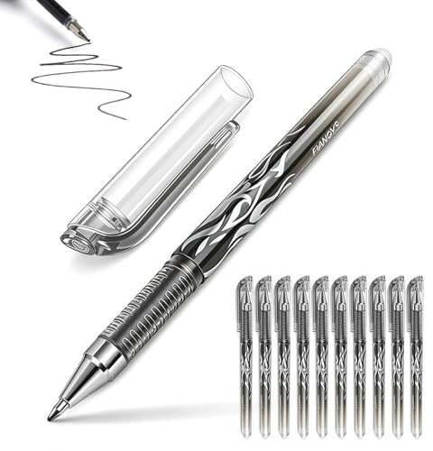 Solvio 10Pcs Erasable Pens Black, 0.5mm Fine Point Gel Pens with Rubbers on the End, Smooth Writing Friction Pen that Rub Out, Eraser Pen Set for School Office Supplies Kids Adults