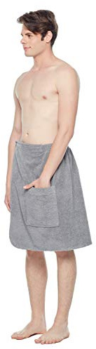 Arus Men's Robe GOTS Certified Organic Turkish Cotton Bathrobe Adjustable Closure Shower and Bath Wrap Gray, Small