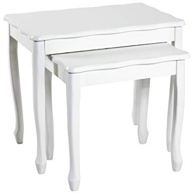 HAKU Möbel Beistelltisch 2er Set weiß, Massivholz, MDF - Maße: B 43/56 cm x H 41/48 cm x T 32/36 cm, Style: Coastal Furniture