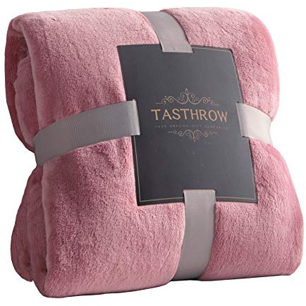TASTHROW Large Flannel Fleece Throw Blanket, 50×70 Inch - Cozy Lightweight Thick Blanket - All Seasons Suitable for Women, Men and Kids (Pink)
