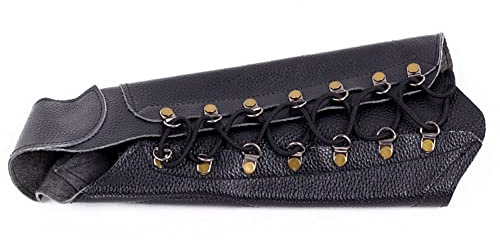 CENPEK Black Archery Arm Guard Adjustable Cow Leather Antique Bracer 12.2 Inches