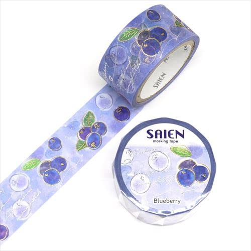 SAIEN Masking Tape Fruit Time Blueberry UR-3111 Size: 0.8 inches (20 mm) x 16.4 ft (5 m)