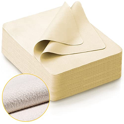 100 panni per la pulizia degli occhiali in pelle scamosciata, panno per la pulizia delle lenti, occhiali, schermi, fotocamere, iPad, iPhone, occhiali da vista (15,2 x 17,8 cm, 100 pezzi/giallo chiaro)