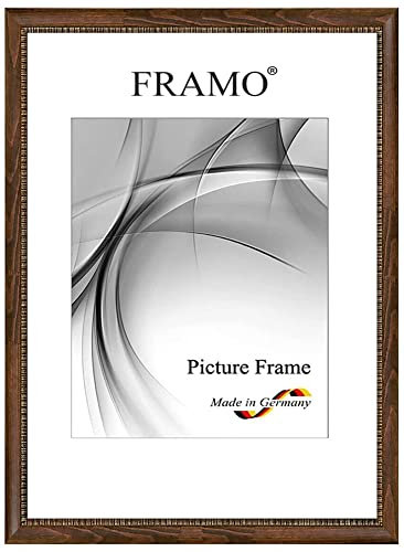 FRAMO Barock Bilderrahmen 70 x 100 cm aus Massivholz | Braun-Gold | Farbe/Größe wählbar | Retro Vintage Antik Rahmen N°113