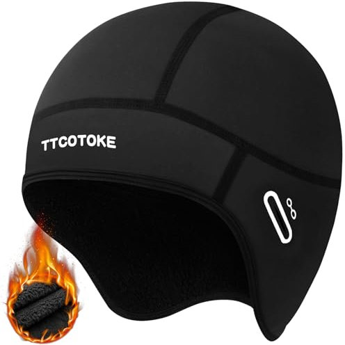 TTCOTOKE Fahrrad Mütze Winter Kinder, 2024 Wintermütze Unterhelm Mütze Fahrradhelm Kinder, Bike Warm Cap Winddichte, Fahrradmütze unter Helm für Alle Outdoor Aktivitäten, Kinder Unisex - Schwarz