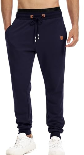Suwangi Pantalon de Survetement pour Homme Jogging avec Poches Zippées | Pantalon Sport,Training,Course à Pied,D'entraînement,Tapered Cuff