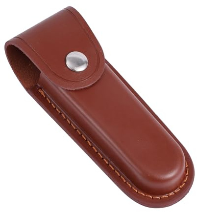 Funda para Navaja de Bolsillo, 15,5 x 5,3 cm Funda de Cuero Portátil para Cinturón Funda Práctica para Navaja para Ciclismo al Aire Libre, Senderismo, Montañismo, Acampada (Marrón)
