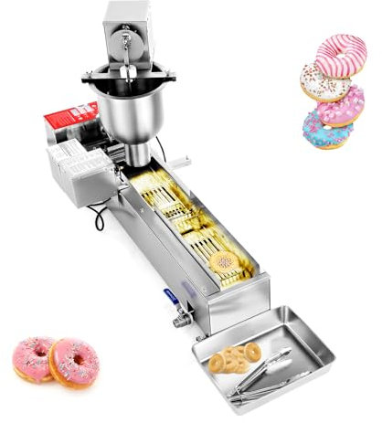 VEVOR Macchina Automatica per Ciambelle, Attrezzatura Commerciale per Ciambelle a 1 Fila, Macchina in Acciaio Inox Intelligente per Ciambelle con Stampi da 3 Dimensioni 90 Pezzi Ogni Ora