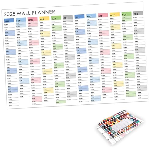 Whoasyst Calendario 2025 annuale settimanale planner 2025 da parete per la scuola organizzatori per studenti