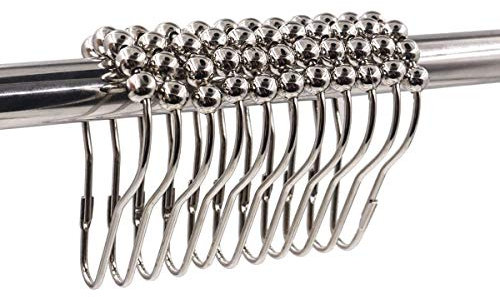 Ulable 24 Pack Shower Curtain Hooks Rings Roller Balls Chrome Shower Rings Stainless Steel Metal Rust Free. (Chrome)