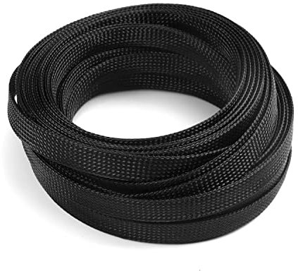 Othmro 10 m / 32,8 ft 12 mm Breite PET erweiterbar Geflecht Kabelschlauch Flexible Drahtgeflecht Hülse Schwarz schützt Kabel vor Haustier Kauen und Reißen