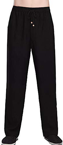 Sunma Herren Kampfsporthose mit Kordelzug Einfarbig Freizeithosen Atmungsaktiv Sommerhose Lose Leichte Trainingshosen
