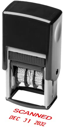 Self Inking Rubber Stamp, Phrase with Date Stamp, Refillable Office Supply Business Stamps (Scanned)