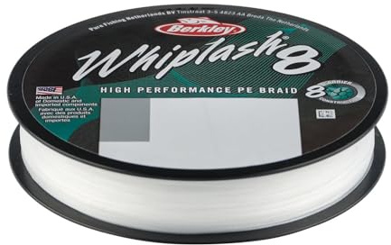 Berkley Whiplash8, Sedal, Superline, Pesca de Depredadores, Lucio, Perca, Zander, Trucha, Unisex, Cristal, 0.16mm, 20.9 kg, 46 LB, 330 yd