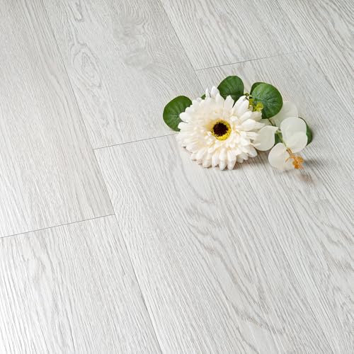 FunStick Baldosas Adhesivas Suelos Madera Gris Blanco Suelo Vinilo Baño Dormitorio Autoadhesivo Impermeable Vinilos Adhesivos para Suelos Cocina Madera 90×15CM 35 Losetas Autoadhesivas Suelo Gris PVC