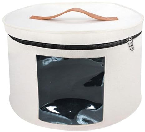 perfk Hutschachtel, Hutaufbewahrungsbox, Aufbewahrungsbehälter für Damen und Herren, Reisehutschachteln, Kappenboxen, zusammenklappbarer, Weiß 33x26cm