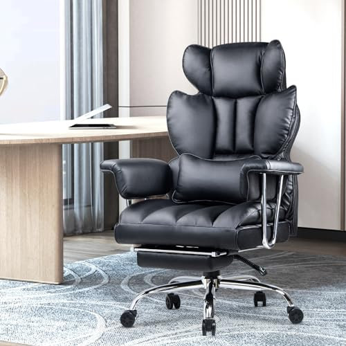 naspaluro Executive Ergonomic Office Desk Chair, Computer Recliner with Tilt Function, Heavy Duty Office Chairs for Home Office, High Back Swivel Chair (Inflatable, Black-10)