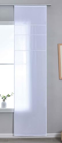 Astek Leipzig Rideau Coulissant Semi-Transparent avec Chariot de Panneaux H x l 245 x 60 cm Blanc « Leipzig » Motif chaîne translucide Structure élégante 202450P
