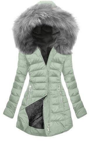 KOG Winterjacke Damen Jacken Warm Wintermantel Baumwolle Fahrradmantel Jacke Bekleidung Sale Angebote Elegante Strickjacken Winter Pullover Frauen Softshelljacken Amazon - prime Mintgrün XL