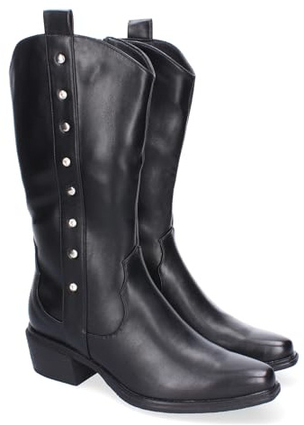 89026 Bota de Mujer, Estilo Campero con Detalles de Tachuelas, Diseno Atractivo, Ideales para Cualquier Ocasion. Negro Talla 37