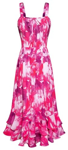 GRACE KARIN Vestido largo floral para mujer, sin mangas, con tirantes finos, vestido de ocio bohemio, maxi vestido, vestidos de playa para vacaciones, L