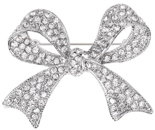 Piriuuo Damen Brosche, Strass-Bogen-Brosche Damen Anstecknadeln Vintage Bowknot Brosche Kristall Schleife Brosche Pin für Partys, Bankette, Geschenk Frauen Kleidung Accessoires Schmuck