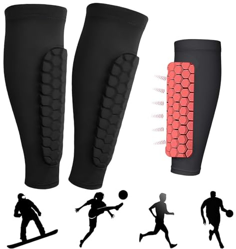 Hshenjhu 1 Paire Protege Tibia Foot, Antichoc Protege Tibia Skis Matériau Antidérapant et Respirant, Skis Shin Guards Structure en Nid d'abeille, pour Ski, Escalade, Escalade, Cyclisme