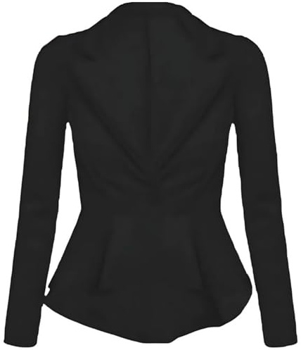 harlogistics Peplum Blazer for Women - Open Front Long Sleeve Jacket Coat - Casual Slim Fit Coat for Ladies - Perfect for Work Office, Meeting, Dailywear (Black, 16)