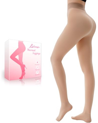 HONGTEYA Fleece Lined Tights Women Winter Thermal Leggings Pantyhose Fake Translucent Thick Warm Sheer Tights