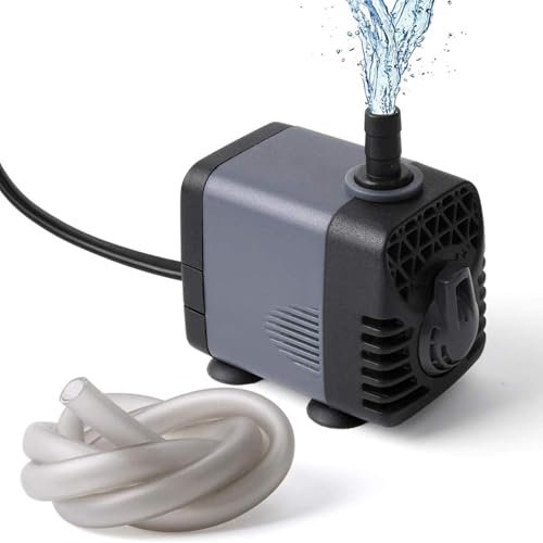 Ankway Pompe à Eau Submersible,10W 600 L/H, Pompe Eau Aquarium Ultra-Silencieux, Ajustable Pompe Fontaine Avec Câble 1,8 M Et 2 Buses, Pompes Pour Bassins, Fontaines, Statues Et Systèmes Hydroponiques
