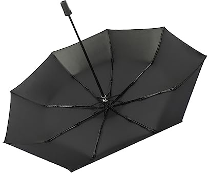 FRCOLOR Black Coated 21-inch Retractable Folding Umbrella for Sun and Rain, Windproof Compact Travel Umbrella Carry Sleeve for Women