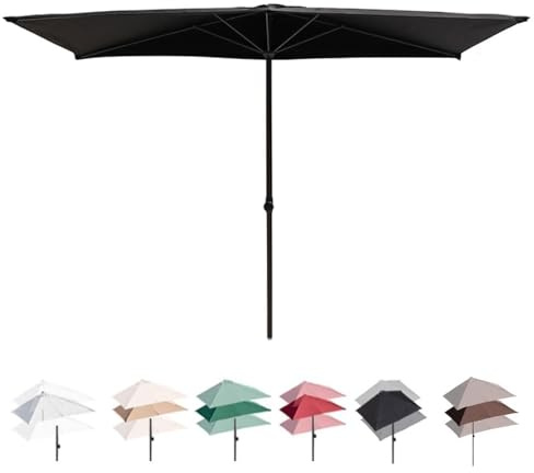 GSKDZG Parasol Para Terraza Rectángulo Media Parasol De Pared 200cm 250cm 270cm Sombrilla De Playa Al Aire Libre, Para Balcón, Patio, Regulable En Altura(Black,270x150cm/9x5ft)