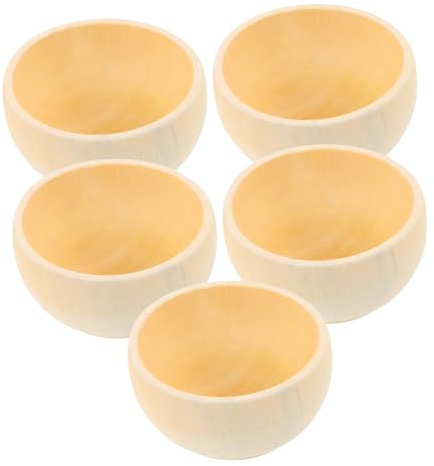 POPETPOP Set 5 Ciotole Artigianali in Legno Non Finite e Non Verniciate, Per Bambini Creativi e Progetti Di Pittura, Superfici Lisce Per Fai Da Te Artistico e Decorazioni Personalizzate