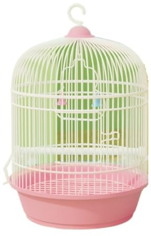 Voljär Rund Metallfågelbur Med Trådtjocklek Lätt Struktur Säker Ventilation Dekorativ Fågelbur(Pink)