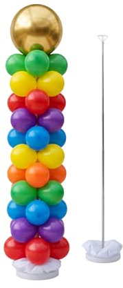 Relaxdays Supporto Colonna per Palloncini, Set 2, Asta telescopica 45-205 cm, Argento/Bianco