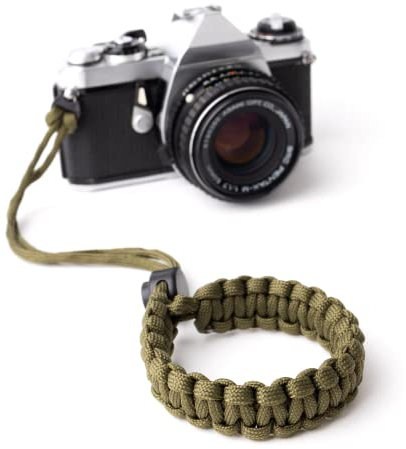 LENS-AID Correa de mano para cámara: Paracord cordón, correa para cámara para llevar en la muñeca DSLR