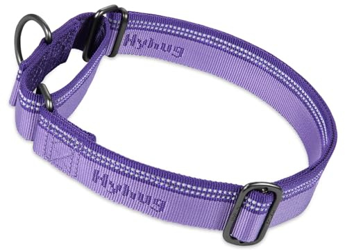 Hyhug 2021 Stark 3 m reflekterande remsa dubbelfärgad nylon jacquardväv martingale hundkrage, bekväm justerbar säkerhet, hållbar mjuk andningsbar, säker nattpromenad. (medium, ultraviolett)