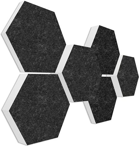 platino24 Schallabsorber Colore aus Basotec G+ I Akustikpaneele mit Akustikfilz I 3D Wand-Paneele mit 6 Waben in Anthrazit I Akustikplatten zur Schalldämmung in Büro, Studio & Wohnung
